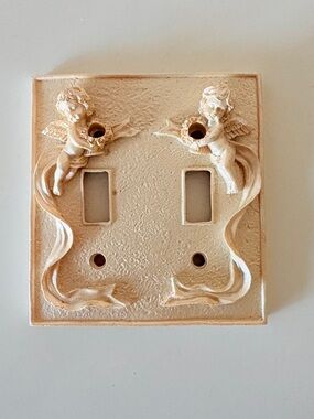 Cherub Rococo Double Light Switch Plate Resin